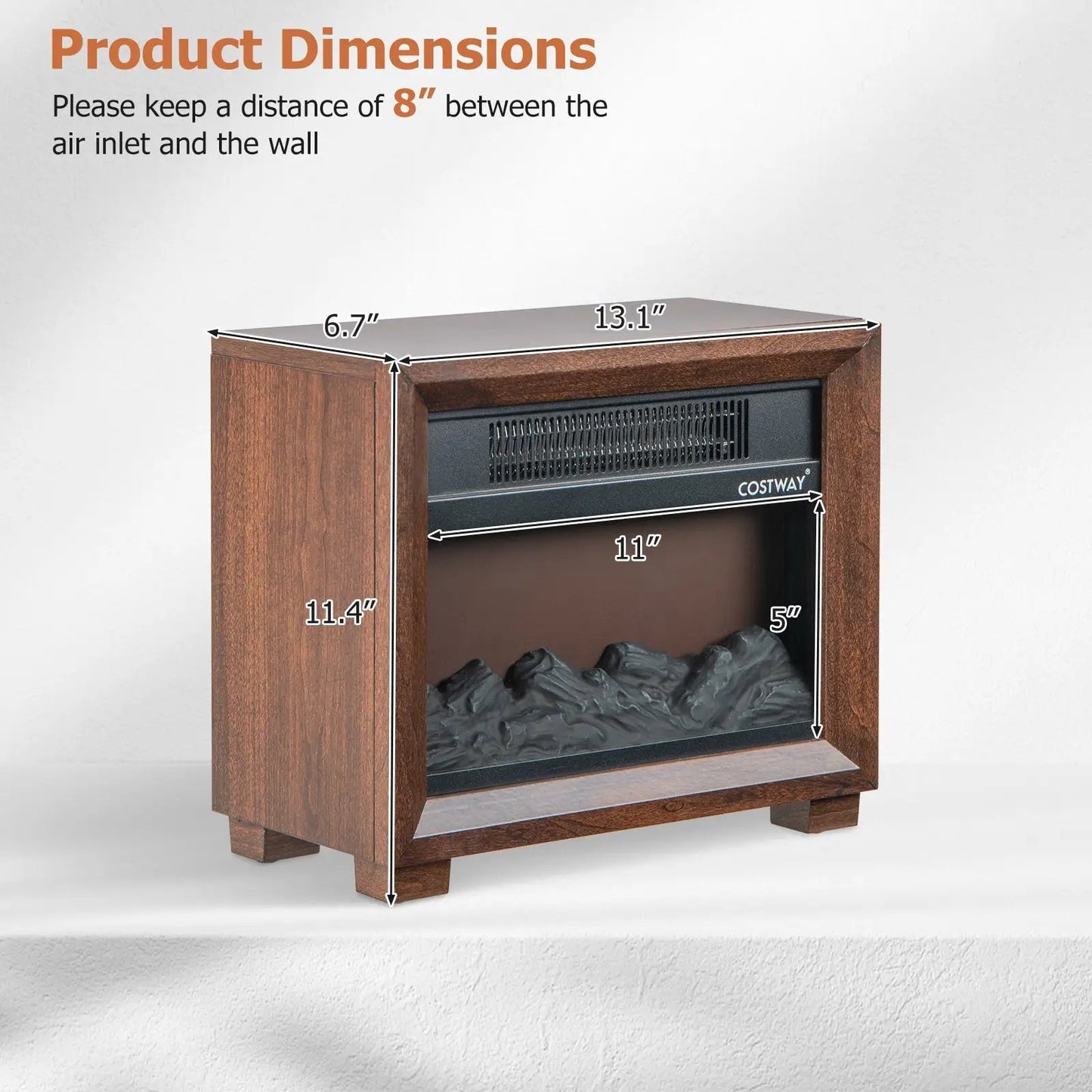 Mini Wooden Space Tabletop Fireplace with Flame