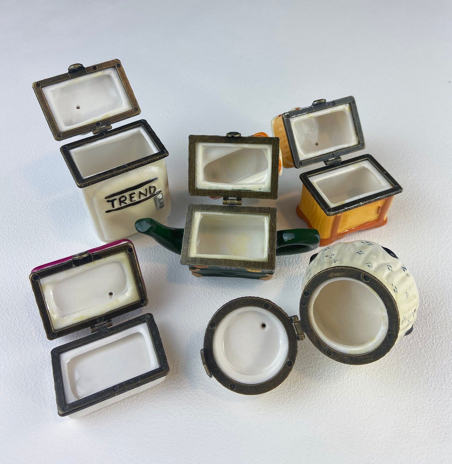 Miniature Porcelain Pill Boxes Shaped Like Dining Vignettes. Collection of 5. Hand Painted Collectible Ring Boxes. Gift for Her. - Tampa Home & Garden Store