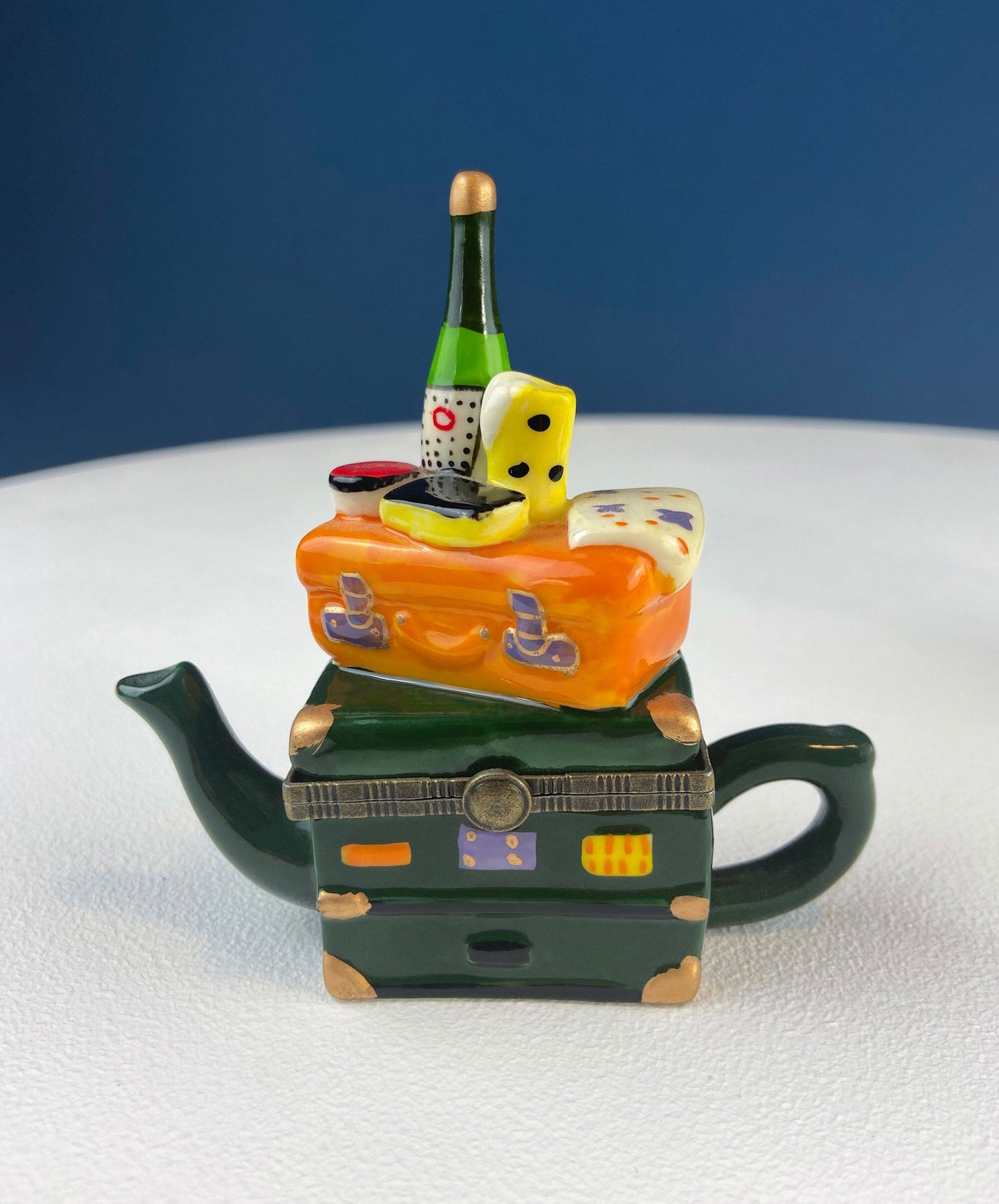 Miniature Porcelain Pill Boxes Shaped Like Dining Vignettes. Collection of 5. Hand Painted Collectible Ring Boxes. Gift for Her. - Tampa Home & Garden Store