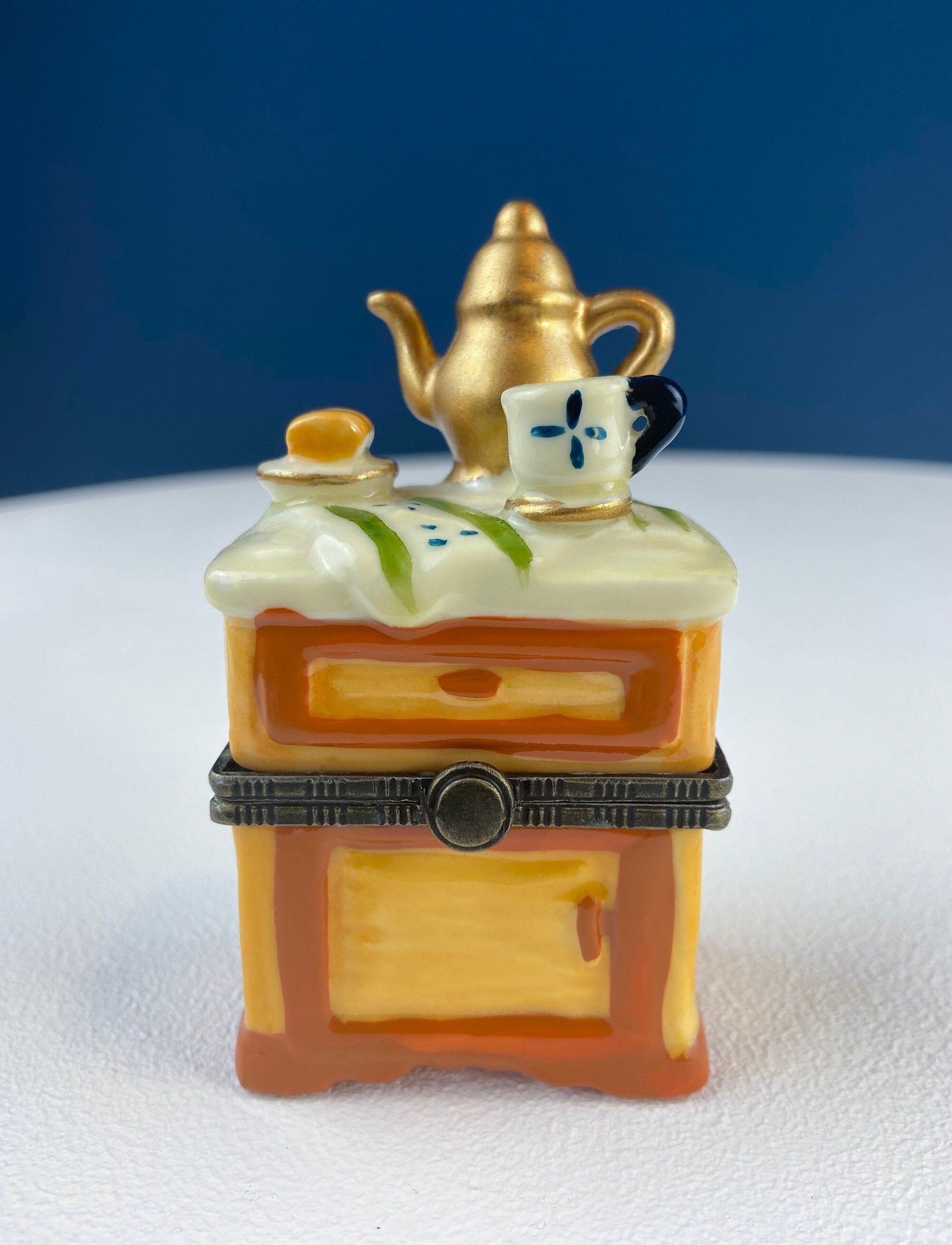 Miniature Porcelain Pill Boxes Shaped Like Dining Vignettes. Collection of 5. Hand Painted Collectible Ring Boxes. Gift for Her. - Tampa Home & Garden Store