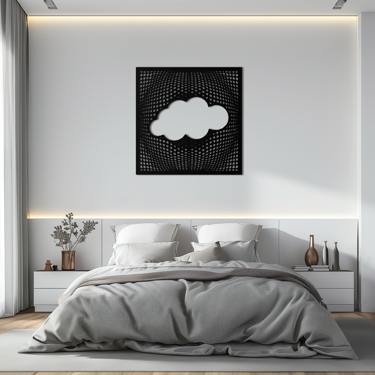 Minimal Cloud Metal Wall Art - Modern Steel Cloud Silhouette Decor- KAF478 - Tampa Home & Garden Store
