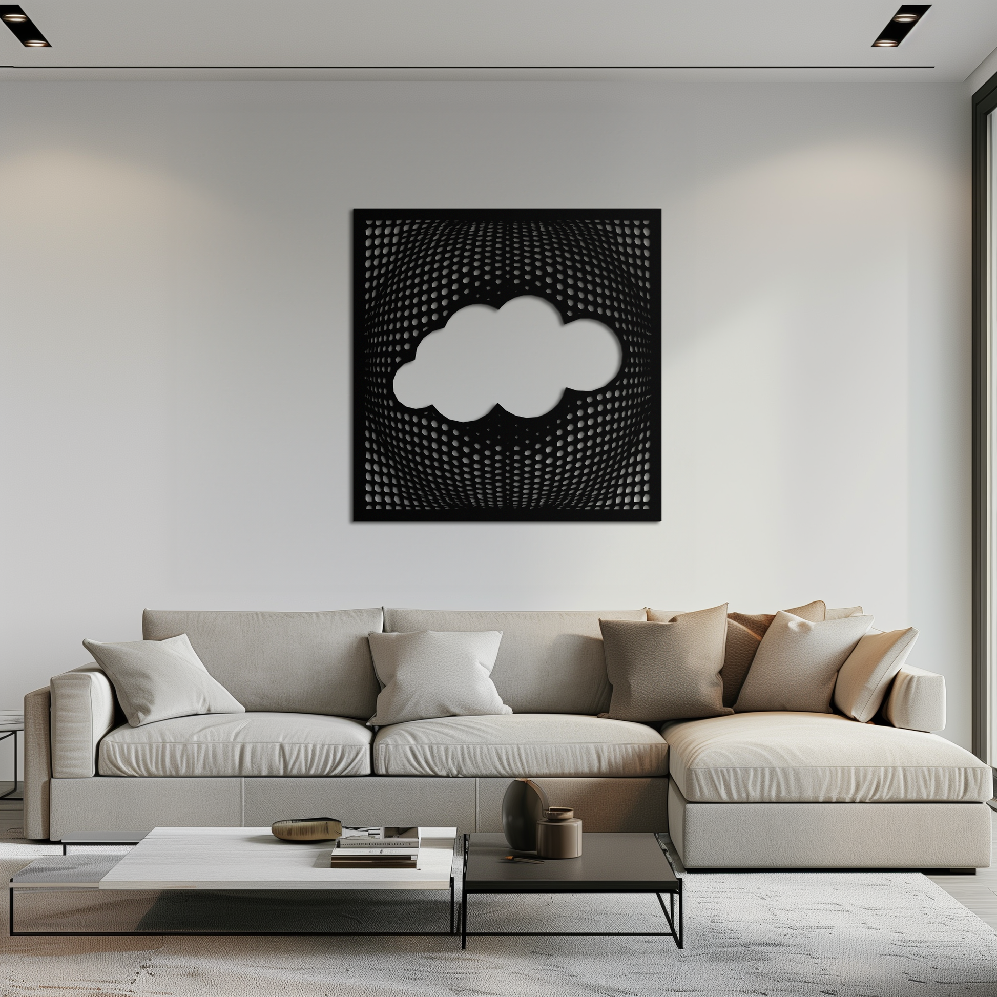 Minimal Cloud Metal Wall Art - Modern Steel Cloud Silhouette Decor- KAF478 - Tampa Home & Garden Store