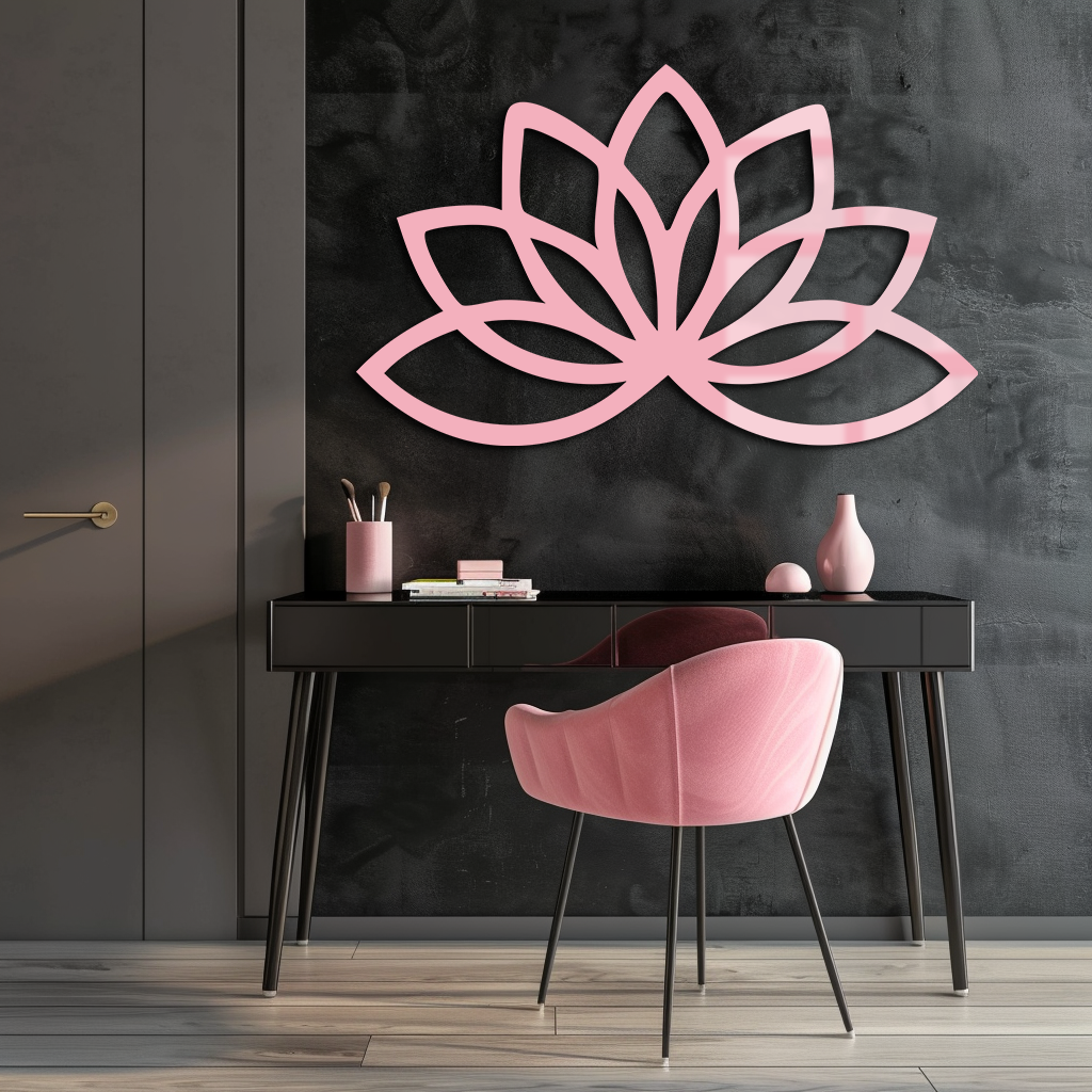Minimal Lotus Silhouette Metal Wall Art – Elegant Flower Design - KAFGP054 - Tampa Home & Garden Store
