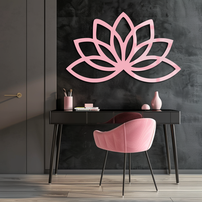 Minimal Lotus Silhouette Metal Wall Art – Elegant Flower Design - KAFGP054 - Tampa Home & Garden Store