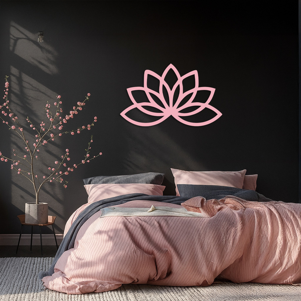 Minimal Lotus Silhouette Metal Wall Art – Elegant Flower Design - KAFGP054 - Tampa Home & Garden Store