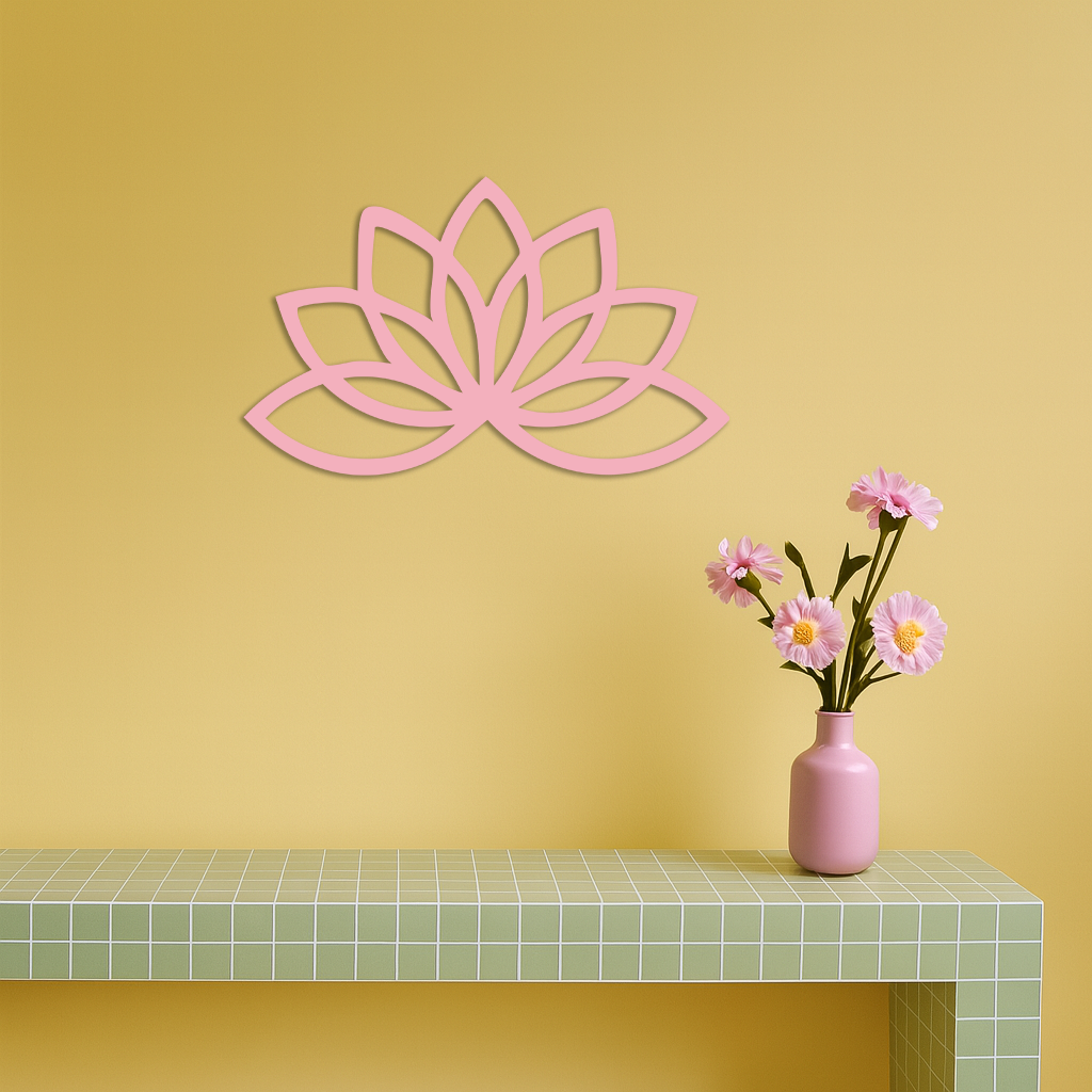 Minimal Lotus Silhouette Metal Wall Art – Elegant Flower Design - KAFGP054 - Tampa Home & Garden Store