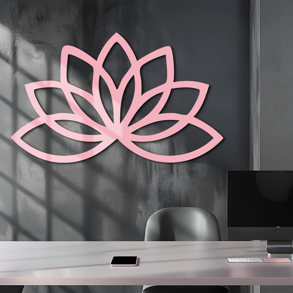Minimal Lotus Silhouette Metal Wall Art – Elegant Flower Design - KAFGP054 - Tampa Home & Garden Store