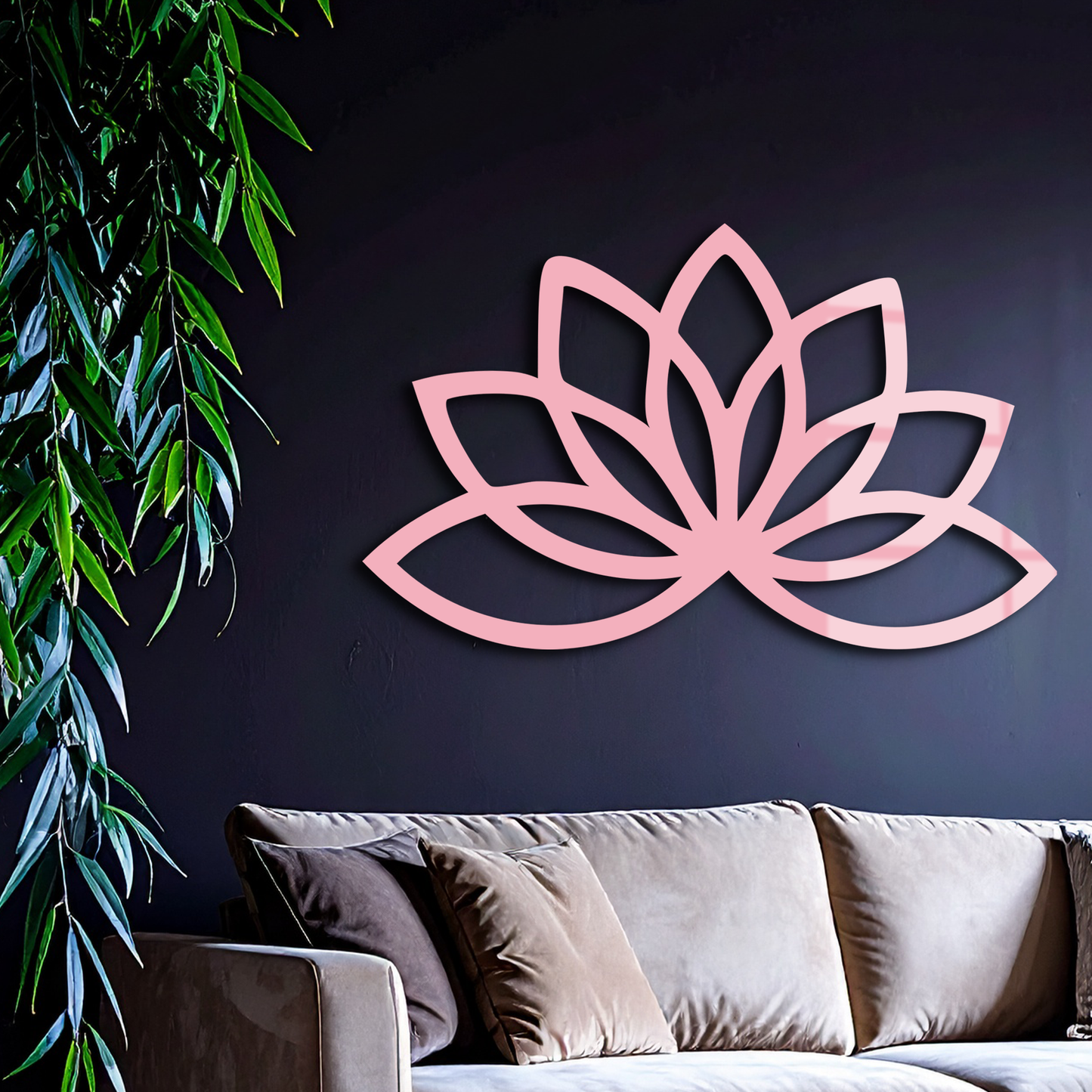 Minimal Lotus Silhouette Metal Wall Art – Elegant Flower Design - KAFGP054 - Tampa Home & Garden Store