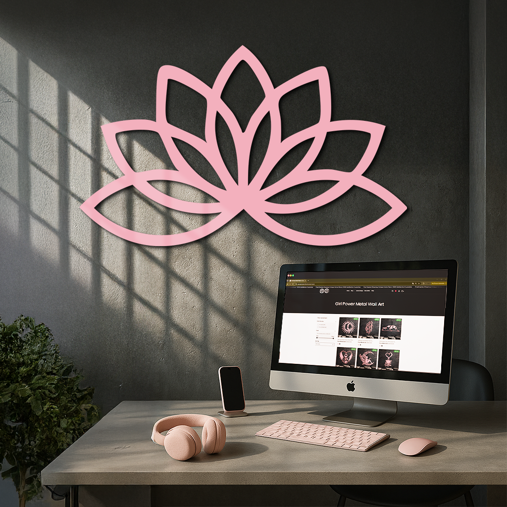 Minimal Lotus Silhouette Metal Wall Art – Elegant Flower Design - KAFGP054 - Tampa Home & Garden Store