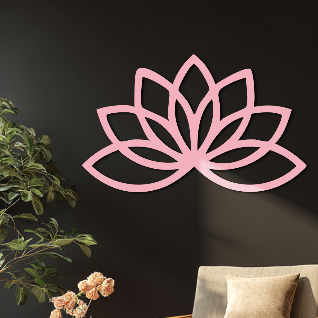 Minimal Lotus Silhouette Metal Wall Art – Elegant Flower Design - KAFGP054 - Tampa Home & Garden Store
