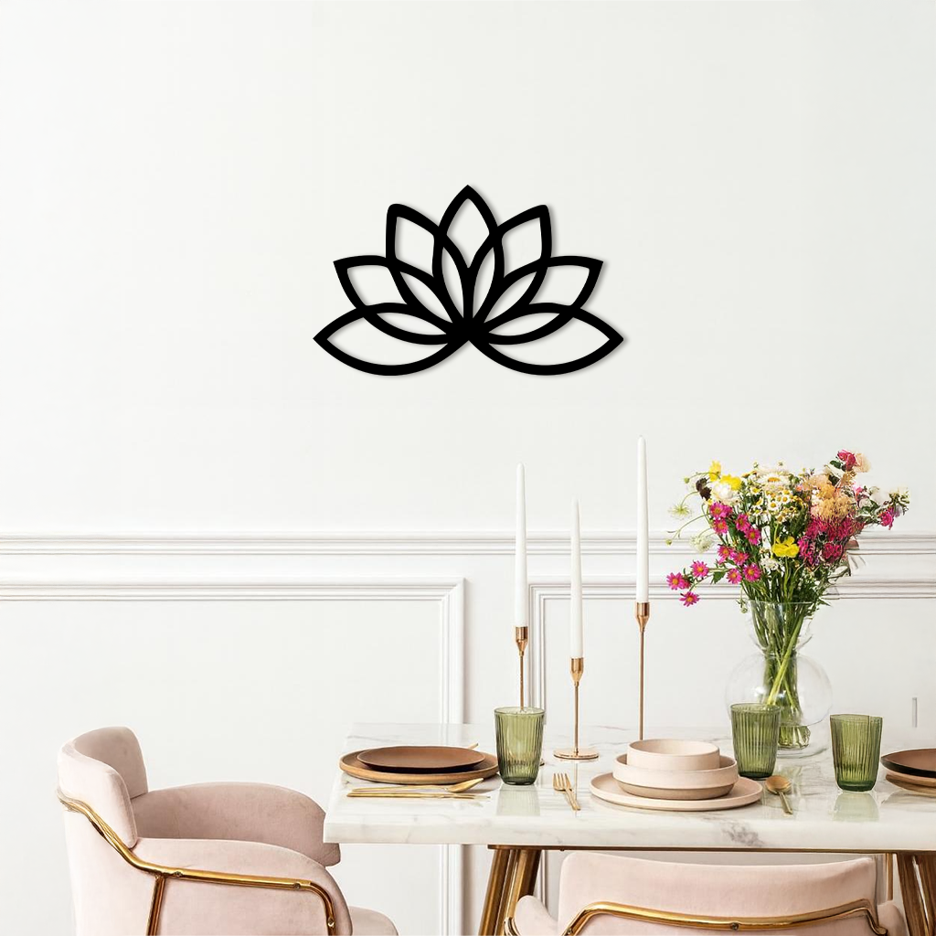 Minimal Lotus Silhouette Metal Wall Art – Elegant Flower Design - KAFGP054 - Tampa Home & Garden Store