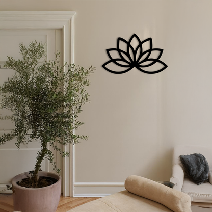 Minimal Lotus Silhouette Metal Wall Art – Elegant Flower Design - KAFGP054 - Tampa Home & Garden Store