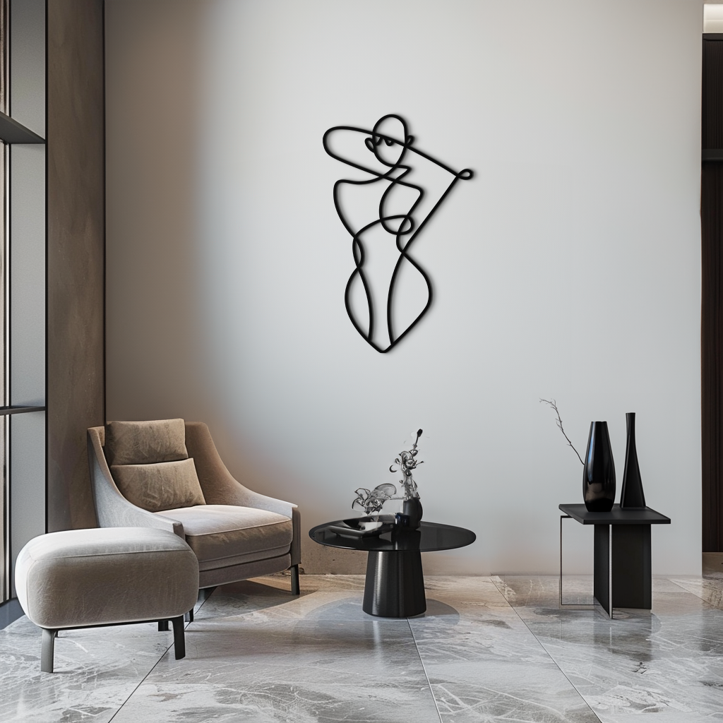 Minimalist Abstract Female Form Metal Wall Art – Modern Line Art Sculpture - KAF069 - Tampa Home & Garden Store