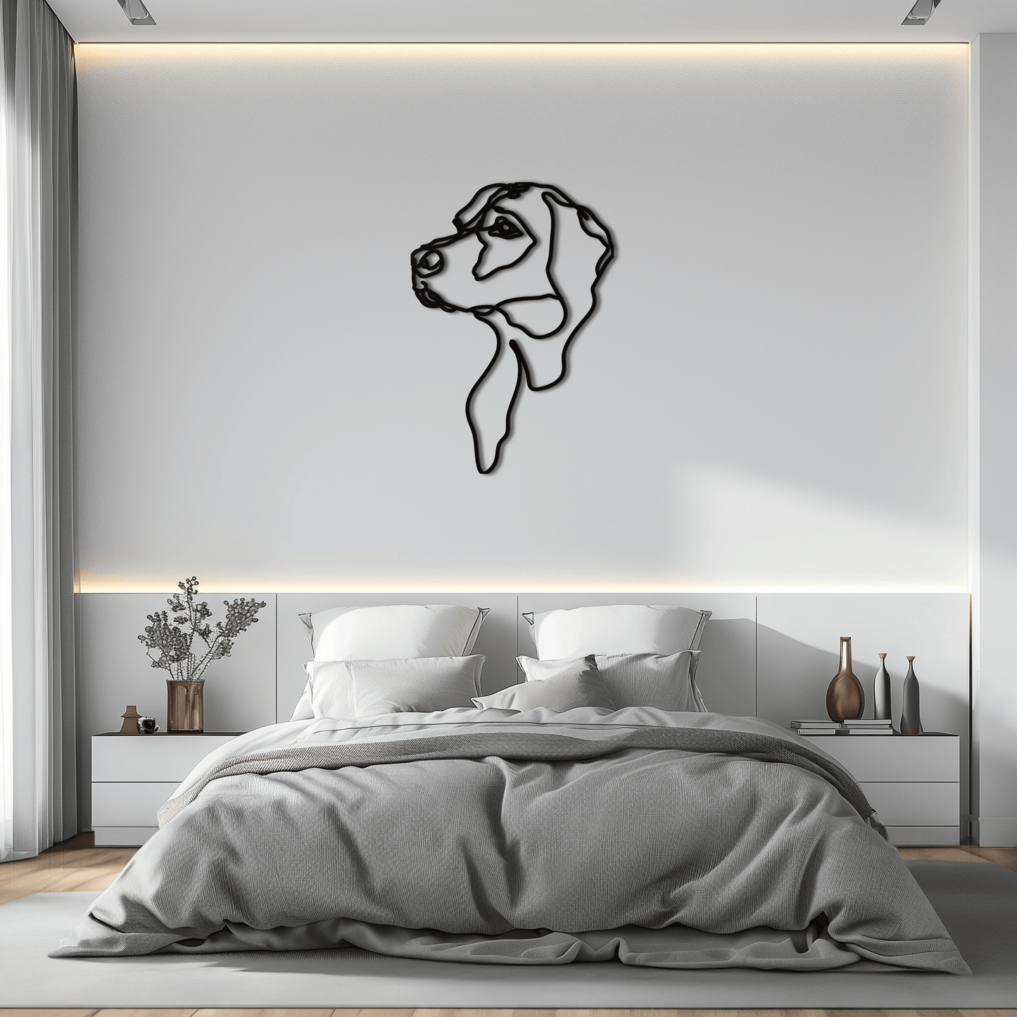 Minimalist Dog Line Art - Modern Metal Wall Decor - KAF027 - Tampa Home & Garden Store