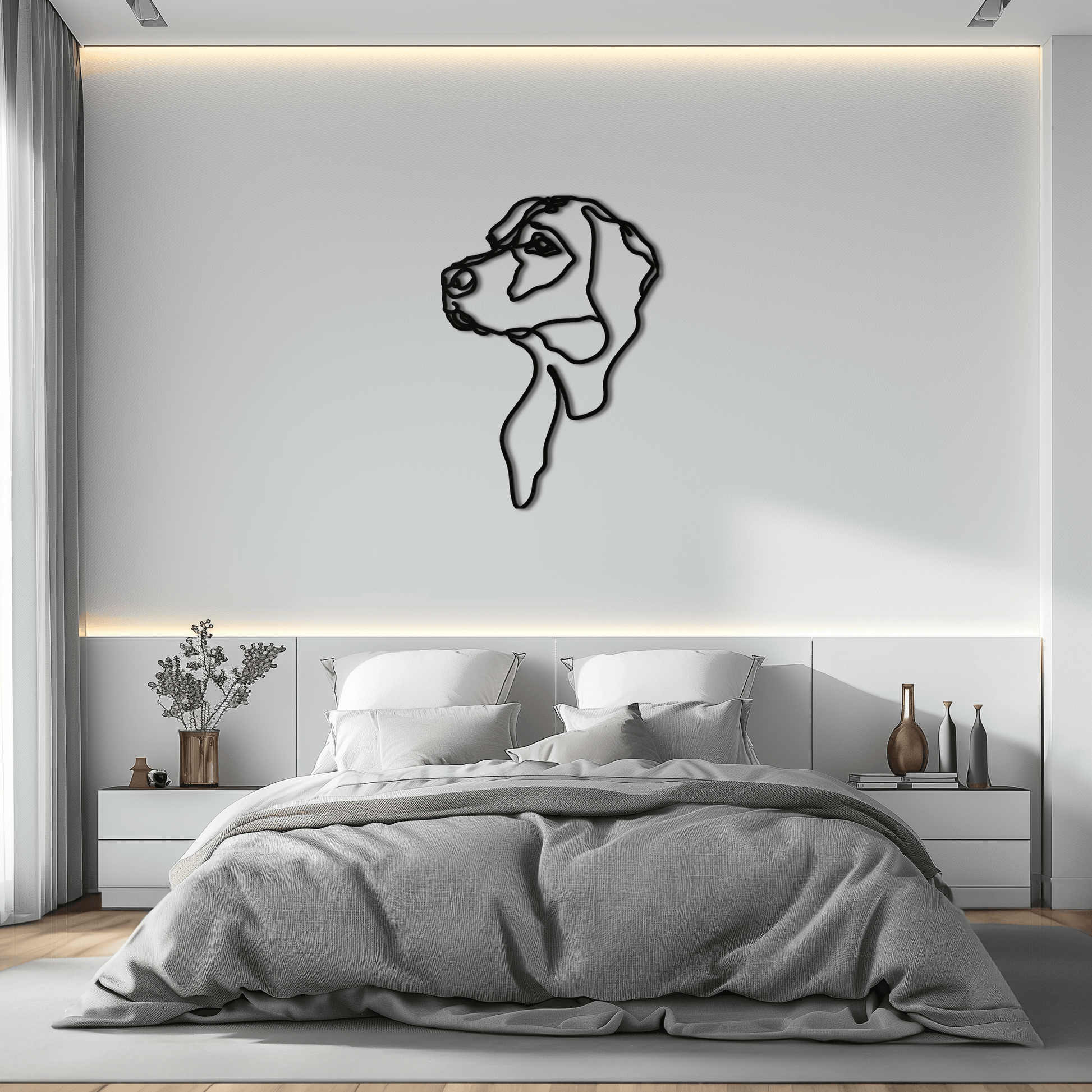 Minimalist Dog Line Art - Modern Metal Wall Decor - KAF027 - Tampa Home & Garden Store