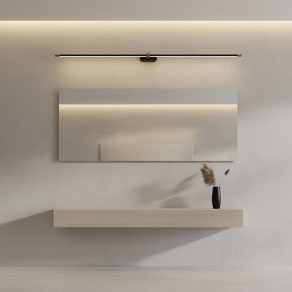 Rechargeable Linear LED Wall Lamp with Remote, cordless black metal bar with brass ends on Tampa Home & Garden Store