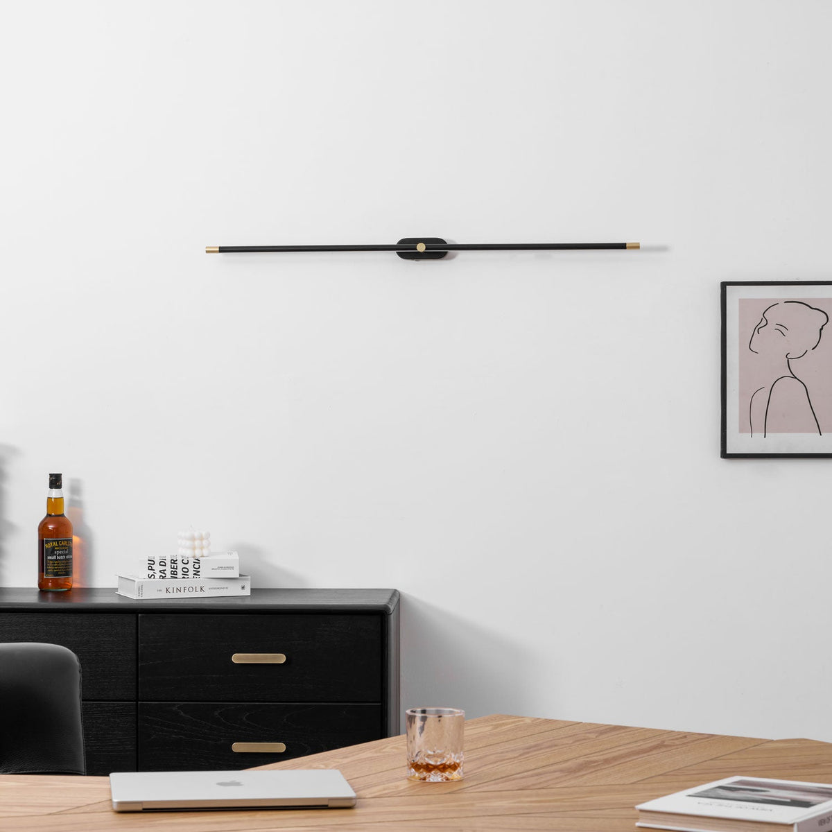 Rechargeable linear LED wall lamp with remote, Moktan Sabai, black finish on Tampa Home & Garden Store