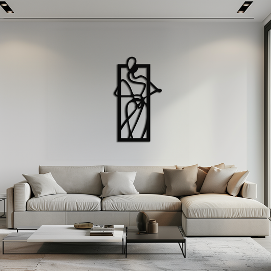 Minimalist Woman Line Art Metal Wall Decor – Abstract Feminine Silhouette Black Steel Artwork for Modern Interiors- KAF437 - Tampa Home & Garden Store