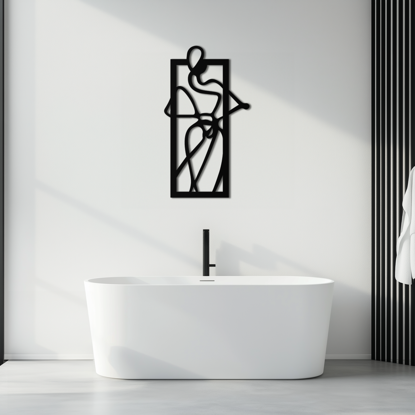 Minimalist Woman Line Art Metal Wall Decor – Abstract Feminine Silhouette Black Steel Artwork for Modern Interiors- KAF437 - Tampa Home & Garden Store