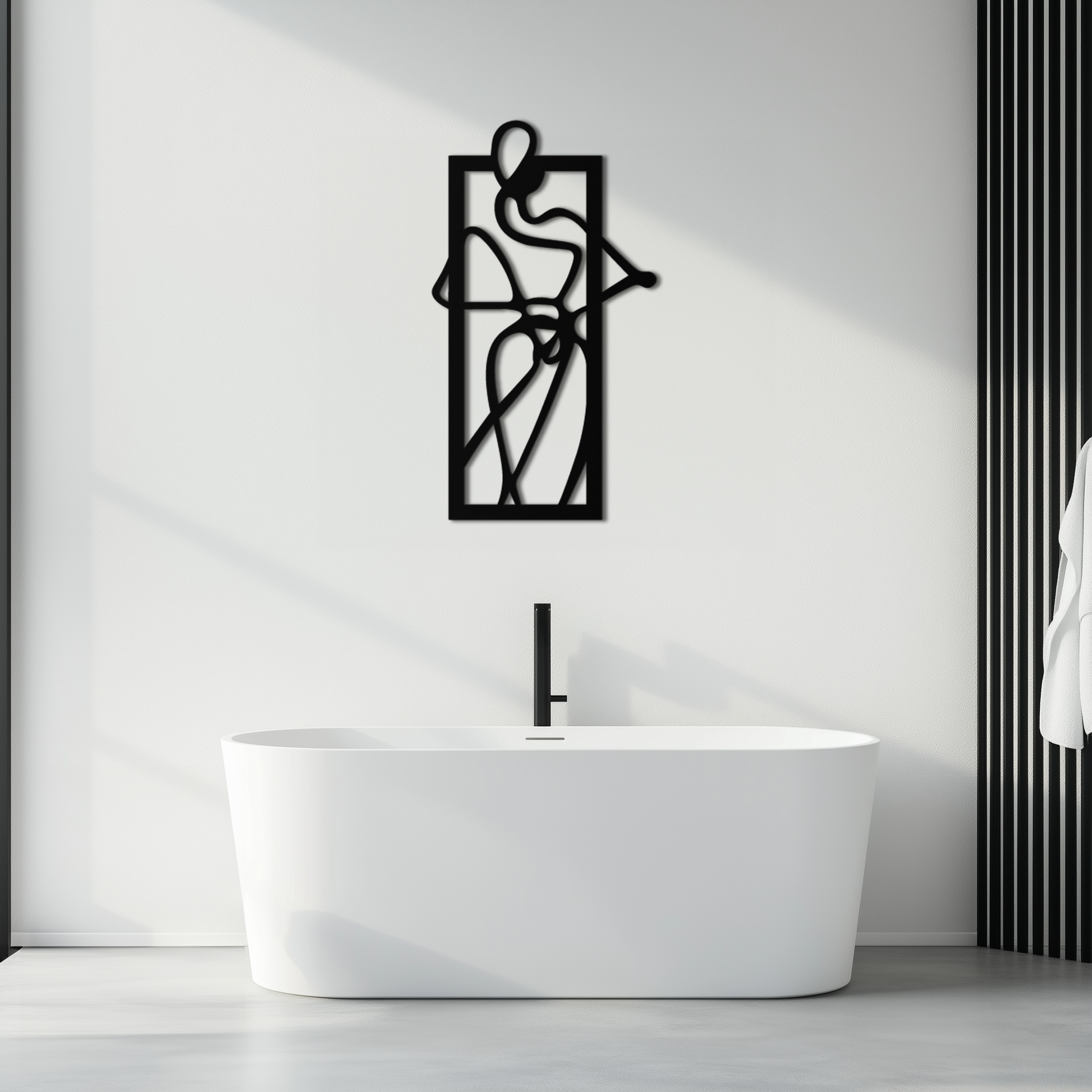Minimalist Woman Line Art Metal Wall Decor – Abstract Feminine Silhouette Black Steel Artwork for Modern Interiors- KAF437 - Tampa Home & Garden Store