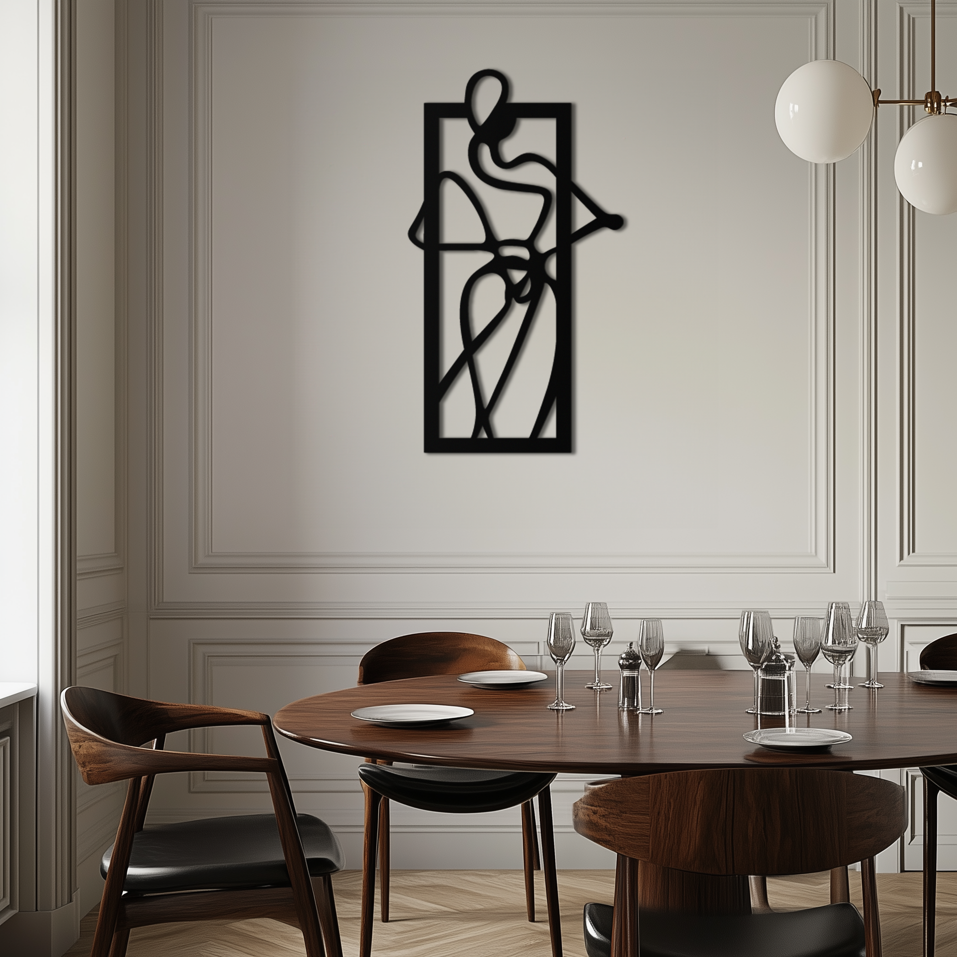 Minimalist Woman Line Art Metal Wall Decor – Abstract Feminine Silhouette Black Steel Artwork for Modern Interiors- KAF437 - Tampa Home & Garden Store
