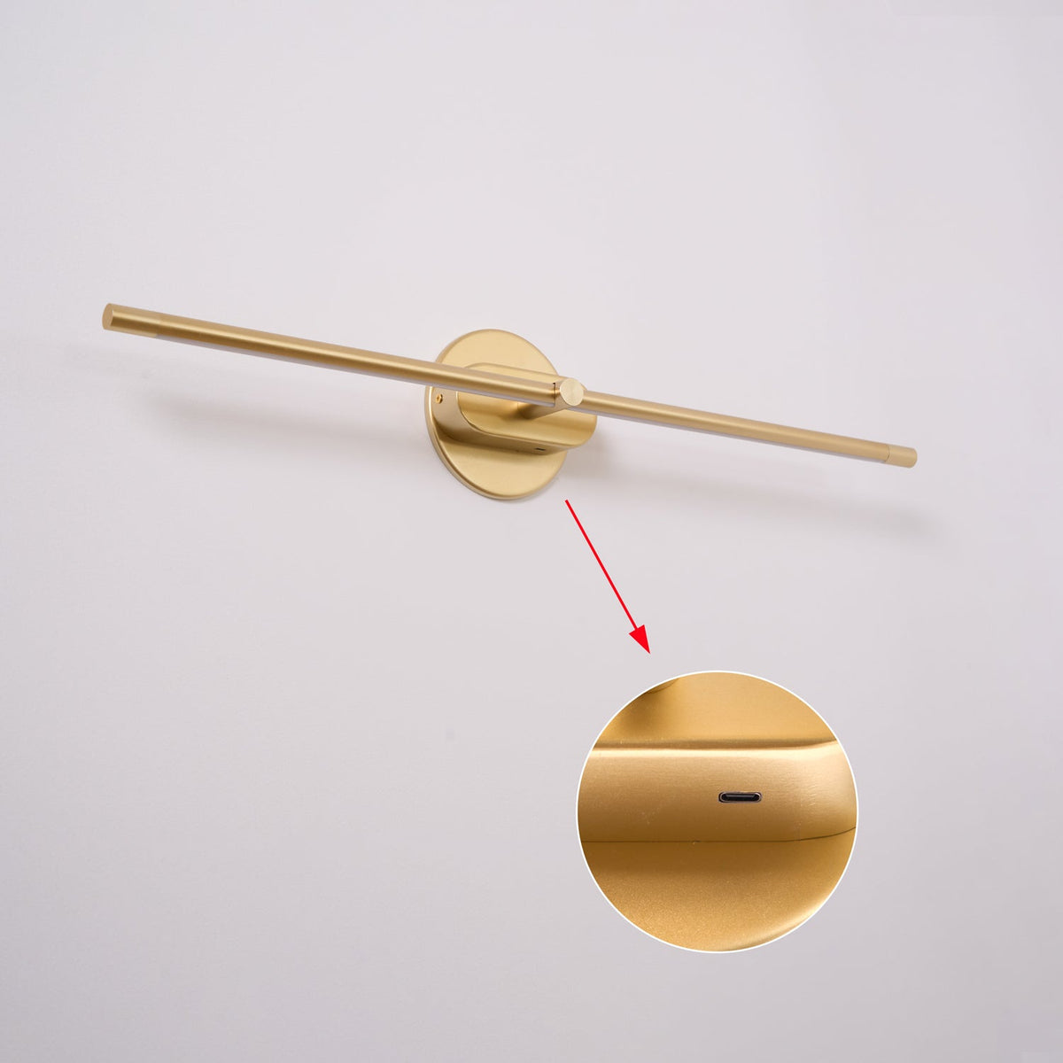 Rechargeable Linear LED Wall Lamp by Moktan Sabai, cordless gold finish with remote on Tampa Home & Garden Store