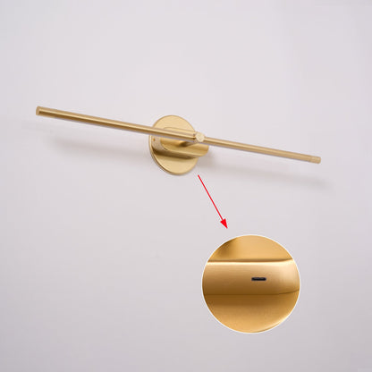 Rechargeable Linear LED Wall Lamp by Moktan Sabai, cordless gold finish with remote on Tampa Home & Garden Store