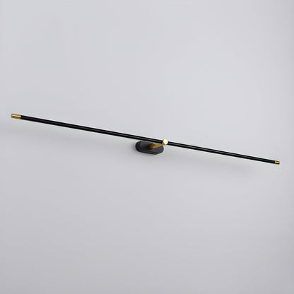 Rechargeable linear LED wall lamp Moktan Sabai, black bar with gold end caps mounted on bracket on Tampa Home & Garden Store