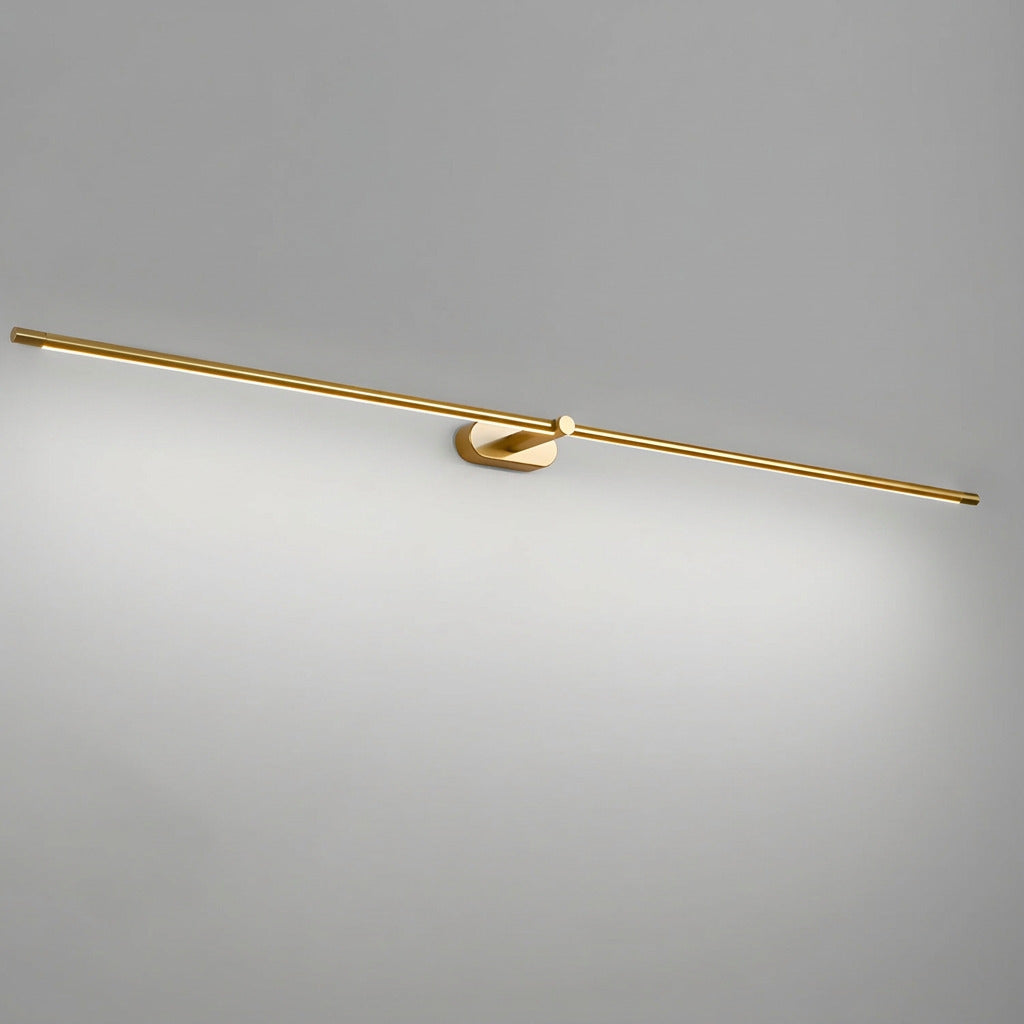 Gold-tone linear LED wall light with wall-mount bracket and slim bar on Tampa Home & Garden Store