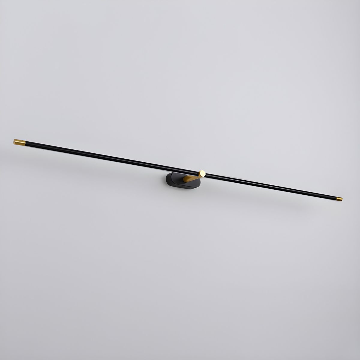 Rechargeable linear LED wall lamp with remote, black bar and gold caps, wall-mounted on Tampa Home & Garden Store