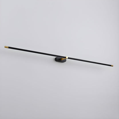 Rechargeable linear LED wall lamp with remote, black bar and gold caps, wall-mounted on Tampa Home & Garden Store