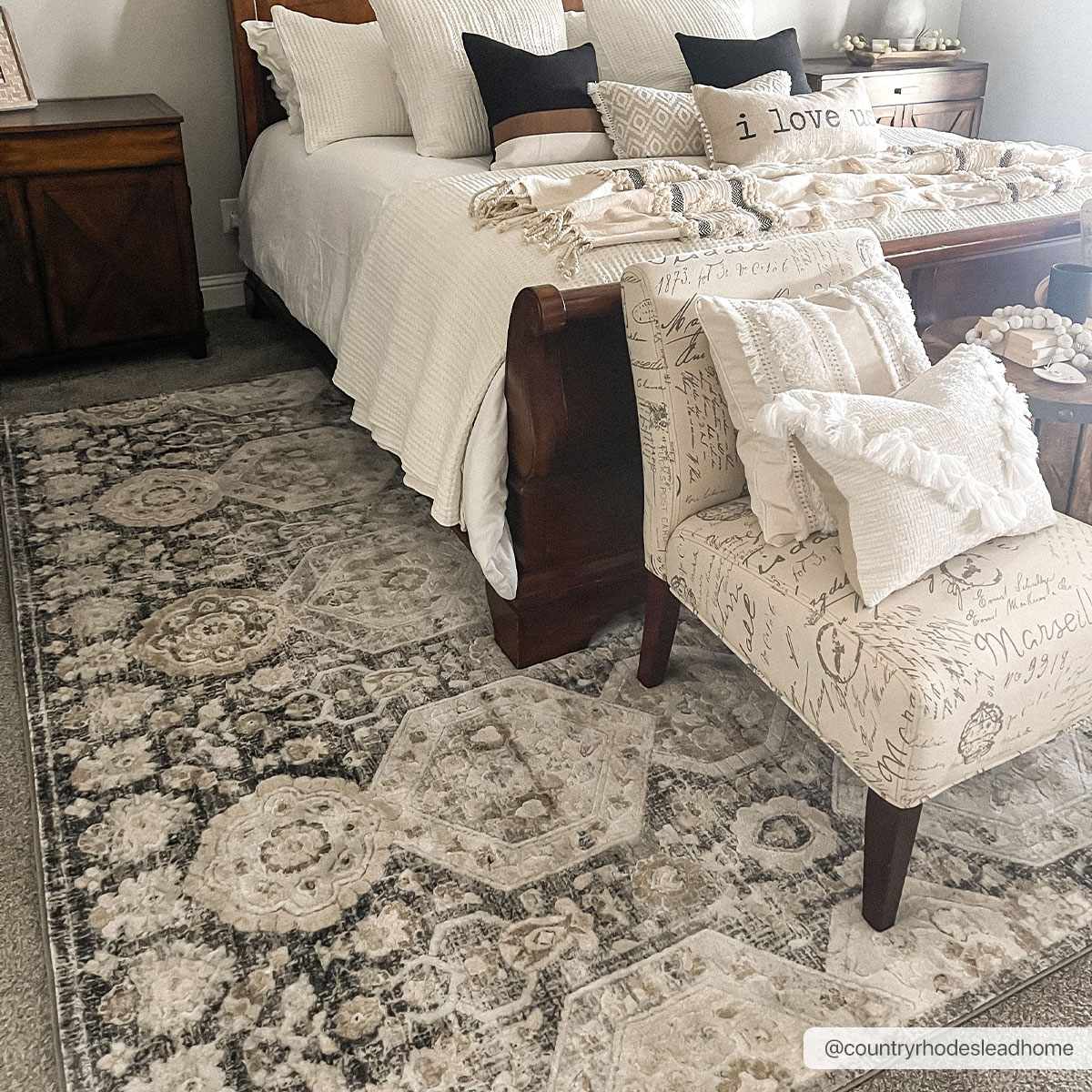 Minoa Area Rug in ivory gray with vintage medallion motif Boutique Rugs on Tampa Home & Garden Store