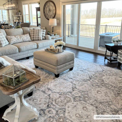 Minoa Area Rug by Boutique Rugs in soft gray, vintage-inspired pattern on Tampa Home & Garden Store