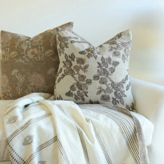 Mira Linen Floral Throw Pillow Cover, Orchid - Tampa Home & Garden Store