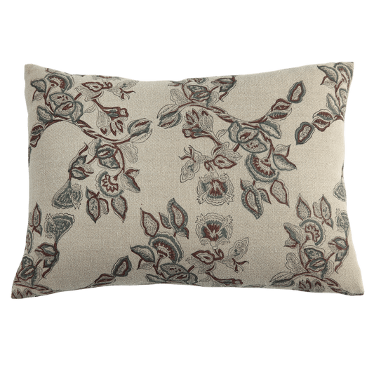 Mira Linen Floral Throw Pillow Cover, Teal - Tampa Home & Garden Store
