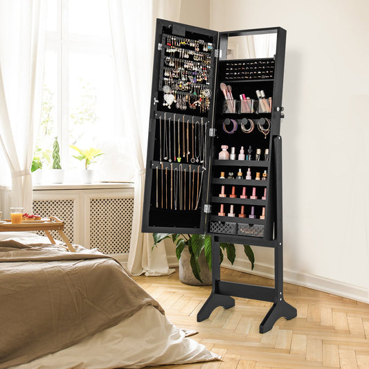 Espejo joyero con 20 luces cálidas y 4 ángulos de inclinación - Negro
