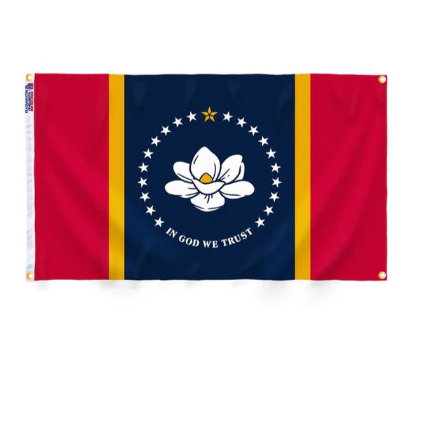 Mississippi Flag with Grommets Along the Edges for Wall Hanging - Tampa Home & Garden Store