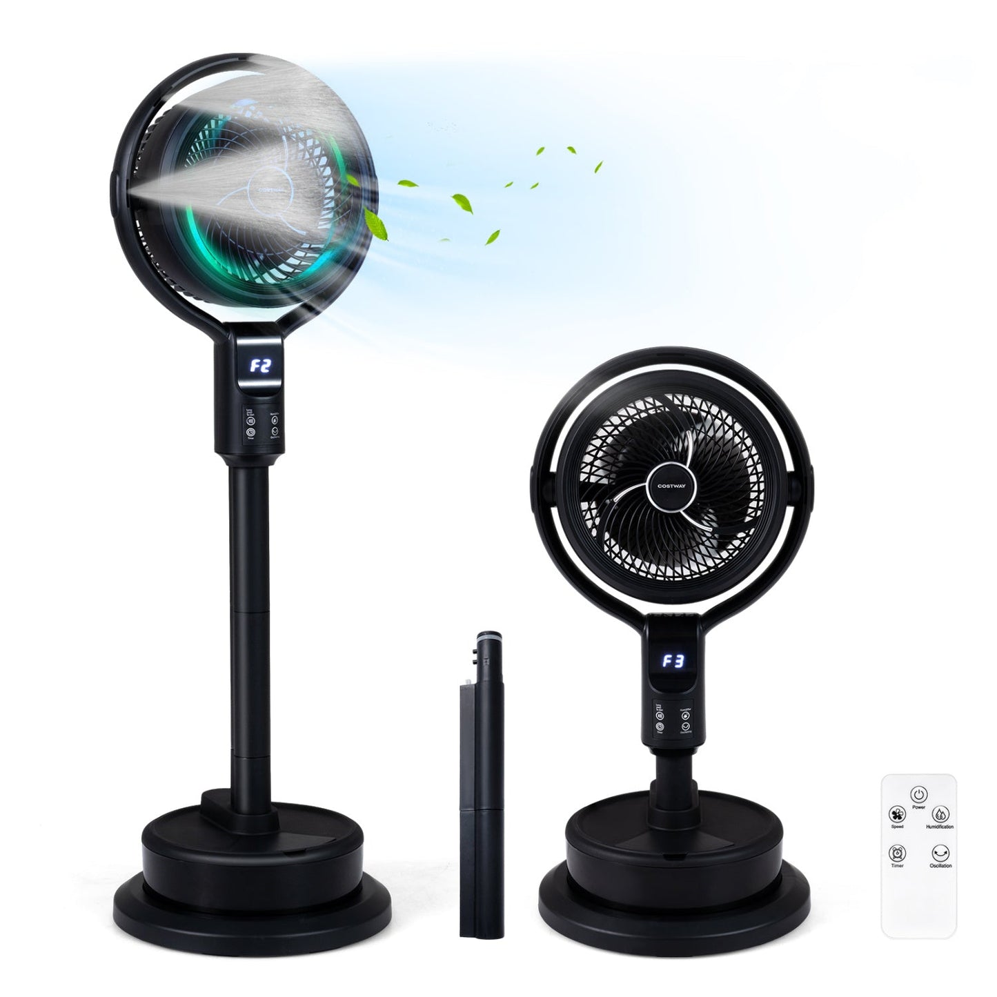 Misting Pedestal Fan 90 Degree Auto Oscillation