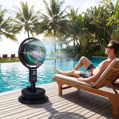 Misting Pedestal Fan 90 Degree Auto Oscillation