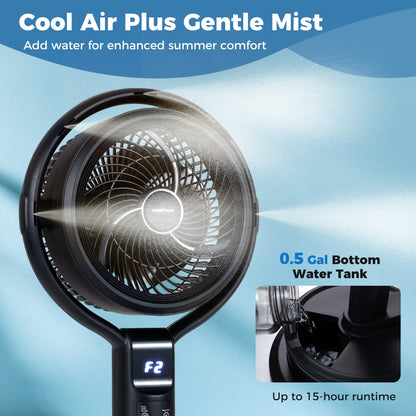 Misting Pedestal Fan 90 Degree Auto Oscillation