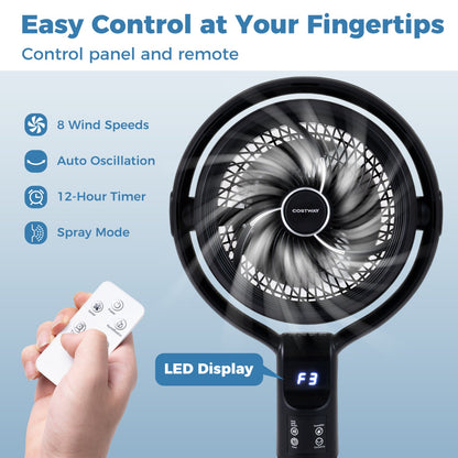 Misting Pedestal Fan 90 Degree Auto Oscillation