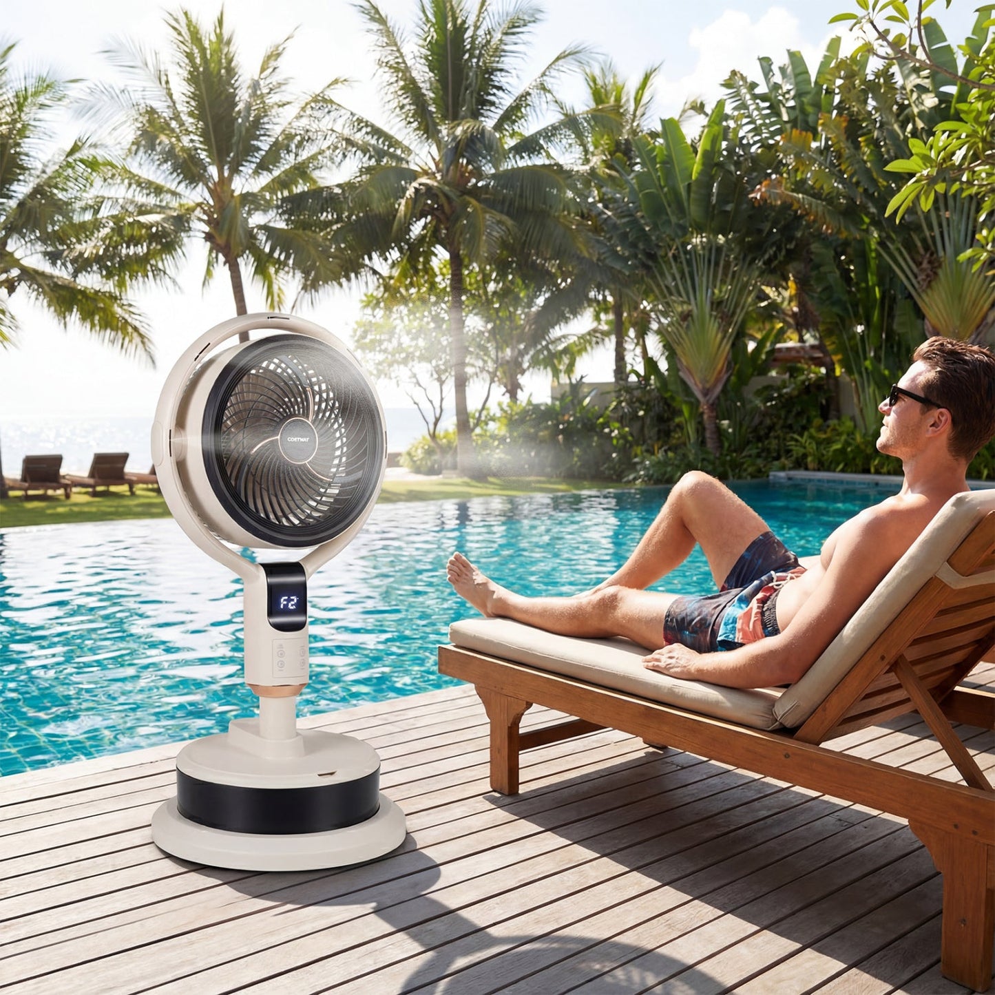 Misting Pedestal Fan 90 Degree Auto Oscillation