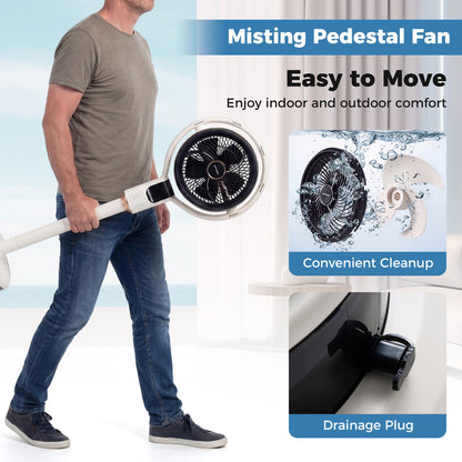 Misting Pedestal Fan 90 Degree Auto Oscillation