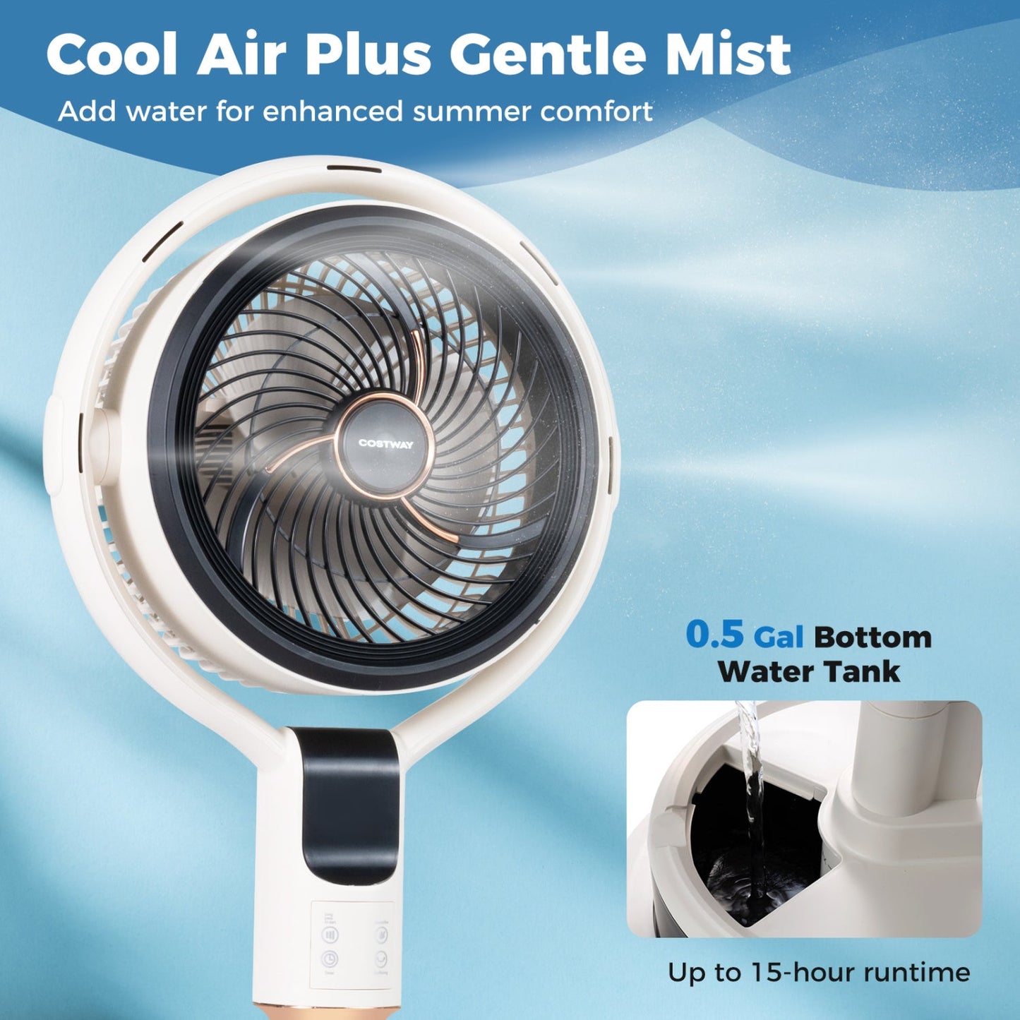 Misting Pedestal Fan 90 Degree Auto Oscillation