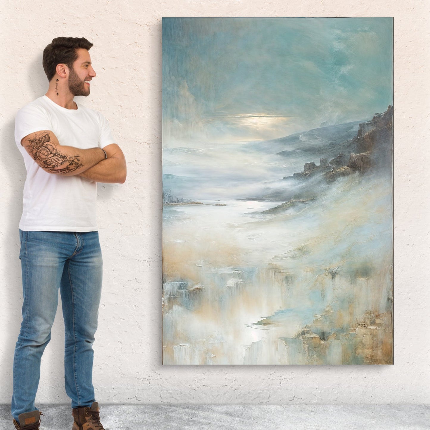 Canvas Print Misty Realm Tailored Canvases crafting canvas with a cool blue seascape on Tampa Home & Garden Store