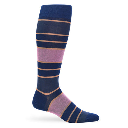 Mitchell Navy Striped Cotton Dress Socks