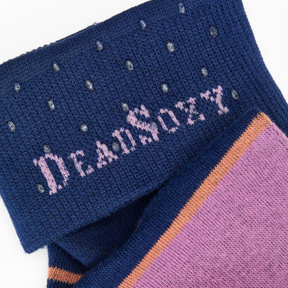 Mitchell Navy Striped Cotton Dress Socks