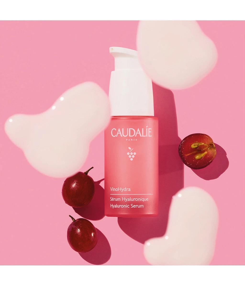 Caudalie VinoHydra Hyaluronic Serum pink pump bottle for all skin types on Tampa Home & Garden Store