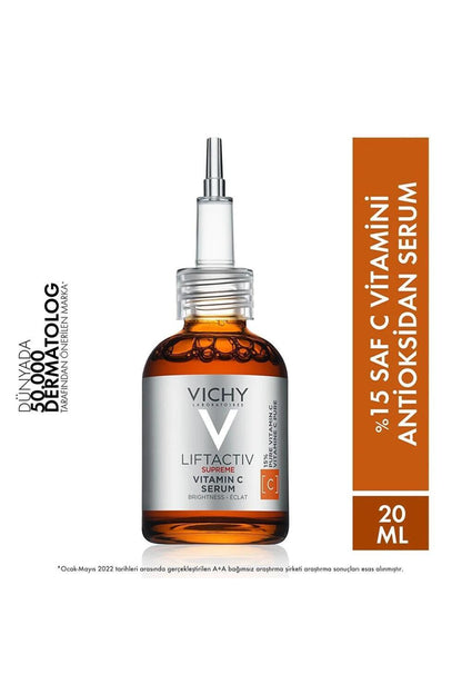 Vichy Liftactiv Vitamin C Serum bottle with pump, amber glass, 20 ml on Tampa Home & Garden Store