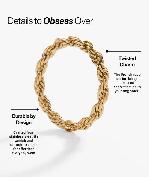 Frozen French Rope Ring by Alex and Ani — gold-tone twisted rope band on Tampa Home & Garden Store
